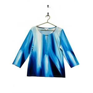 Calvin Klein Women's Blue Gradient Long Sleeve Top Size Large Great Shape